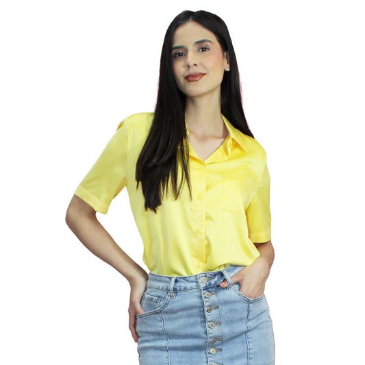 BLUSA SATIN MANGA CORTA