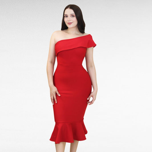 VESTIDO ASIMETRICO CORTE SIRENA
