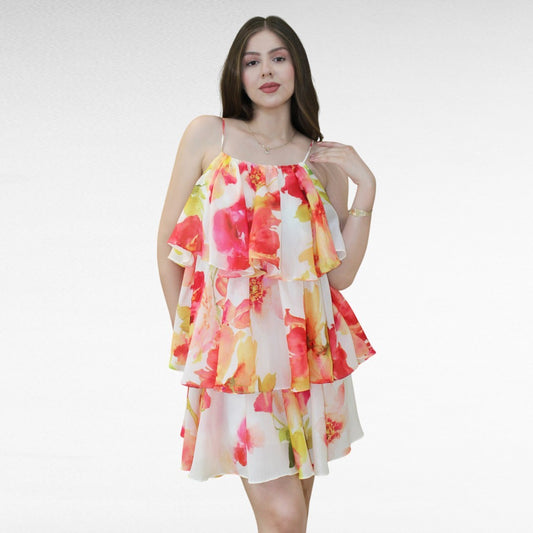 VESTIDO CORTO CON VOLANTES
