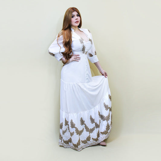 VESTIDO LARGO BORDADO