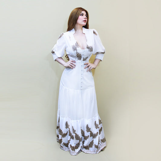 VESTIDO LARGO BORDADO