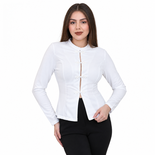 BLUSA MANGA LARGA CUELLO MAO